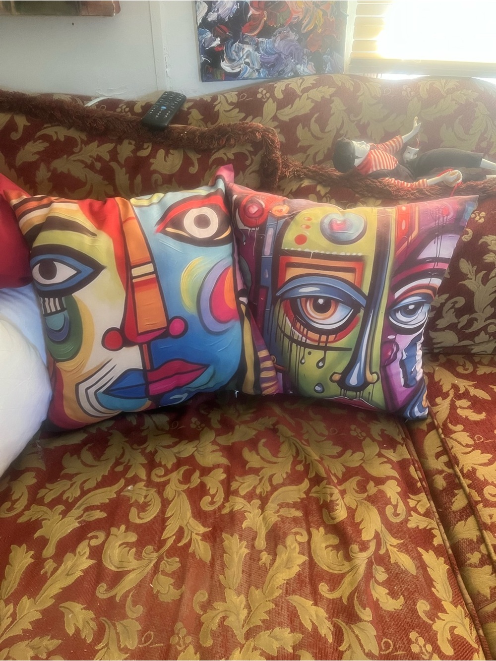 Colorful Abstract Face Throw Pillow Set - Multicolor Home Accents